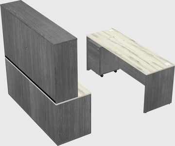 Parallel desk with credenza