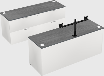 Bureau parallèle avec crédence