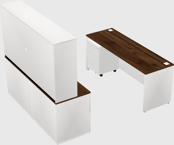 Parallel desk with credenza