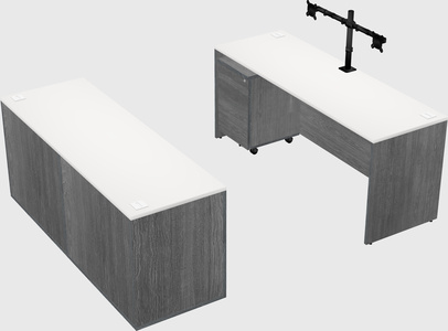 Bureau parallèle avec crédence