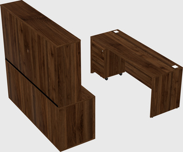 Parallel desk with credenza