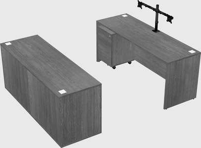 Parallel desk with credenza