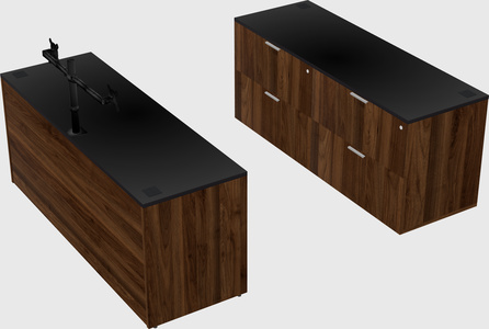 Bureau parallèle avec crédence