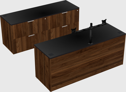 Bureau parallèle avec crédence