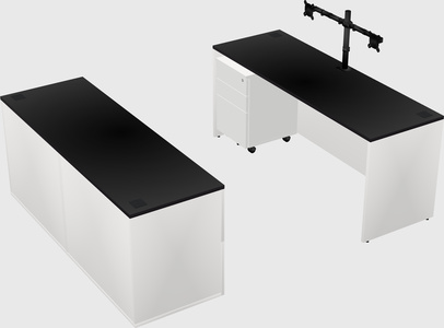 Parallel desk with credenza