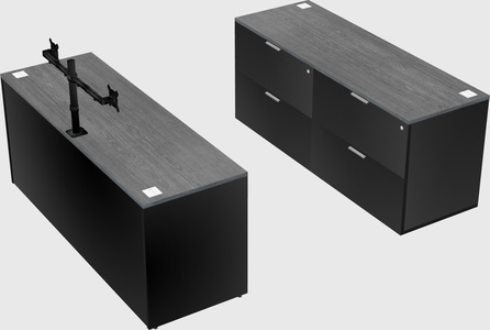 Bureau parallèle avec crédence