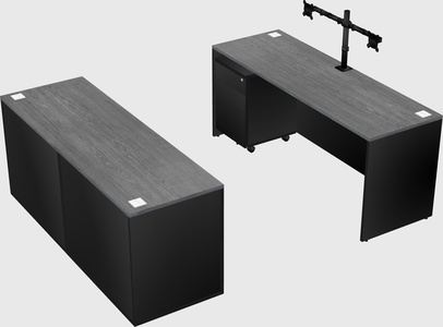 Bureau parallèle avec crédence