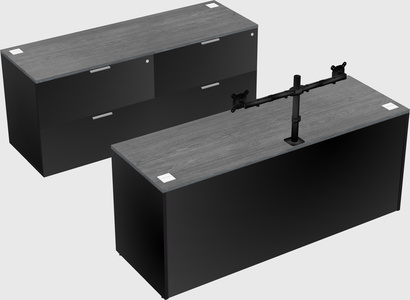 Bureau parallèle avec crédence