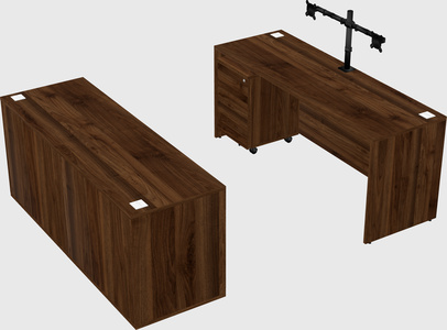 Parallel desk with credenza