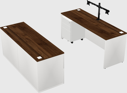 Parallel desk with credenza