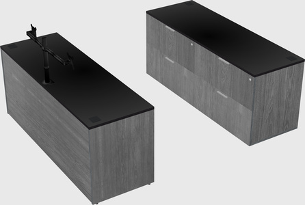 Parallel desk with credenza