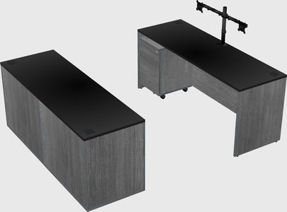 Parallel desk with credenza