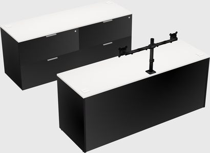 Bureau parallèle avec crédence