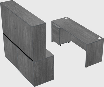 Bureau parallèle avec crédence