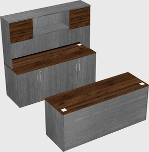 Bureau parallèle avec crédence