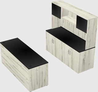 Bureau parallèle avec crédence