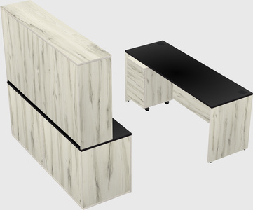 Bureau parallèle avec crédence