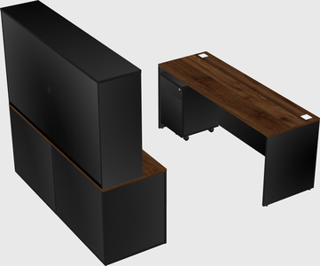 Bureau parallèle avec crédence