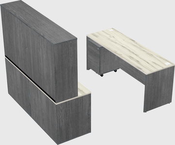 Parallel desk with credenza