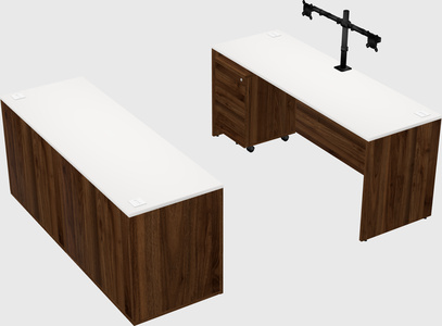 Parallel desk with credenza