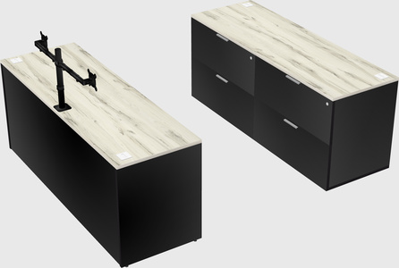 Bureau parallèle avec crédence