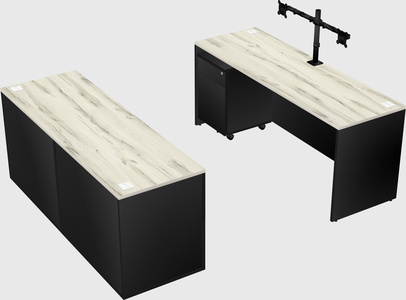 Bureau parallèle avec crédence