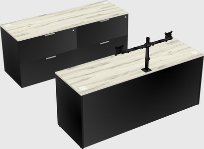 Bureau parallèle avec crédence
