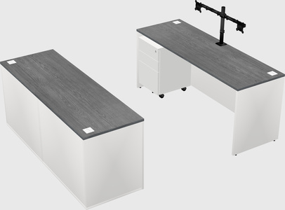 Parallel desk with credenza