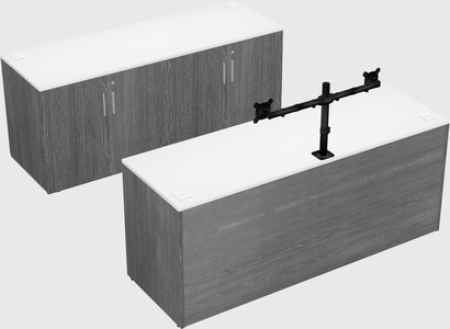 Bureau parallèle avec crédence