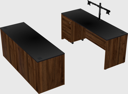 Bureau parallèle avec crédence