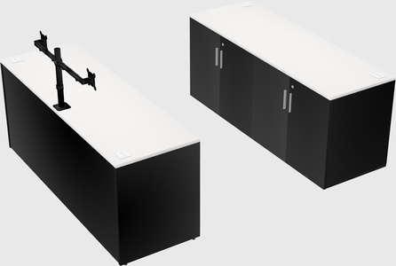 Bureau parallèle avec crédence