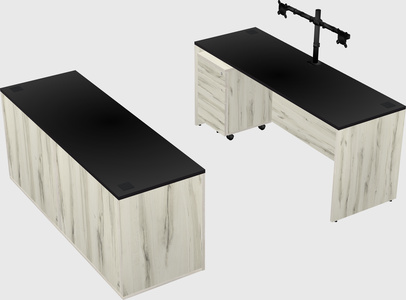 Bureau parallèle avec crédence