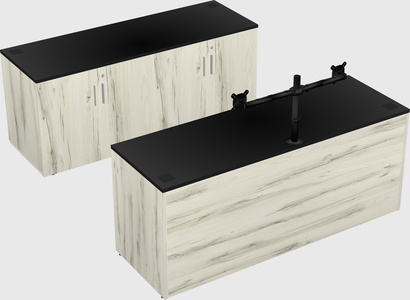 Bureau parallèle avec crédence