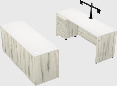 Parallel desk with credenza