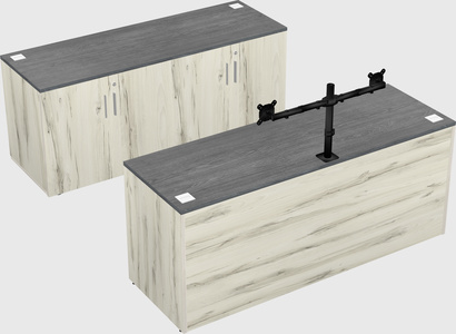 Bureau parallèle avec crédence