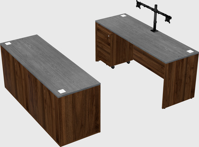Parallel desk with credenza
