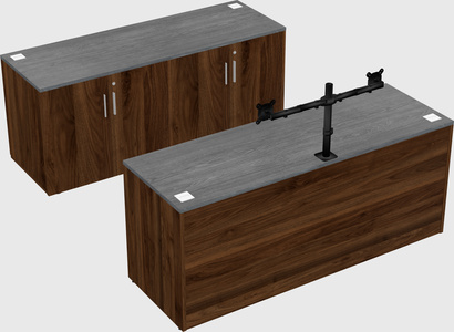 Parallel desk with credenza