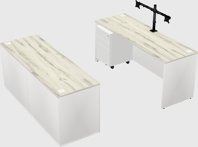 Bureau parallèle avec crédence