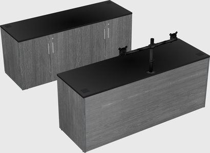 Parallel desk with credenza