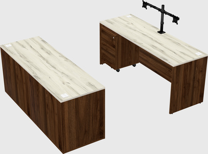 Parallel desk with credenza