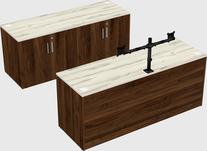 Parallel desk with credenza