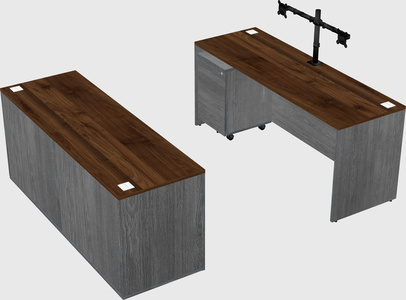 Bureau parallèle avec crédence