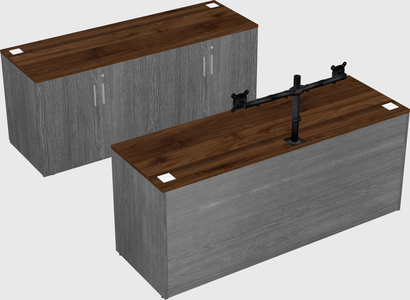 Bureau parallèle avec crédence