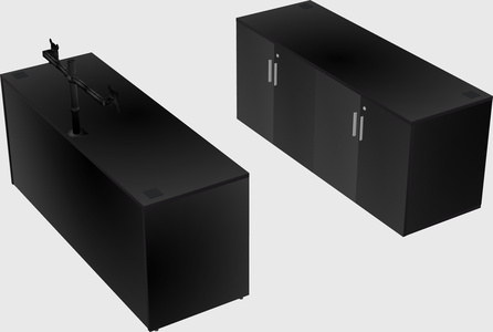 Parallel desk with credenza