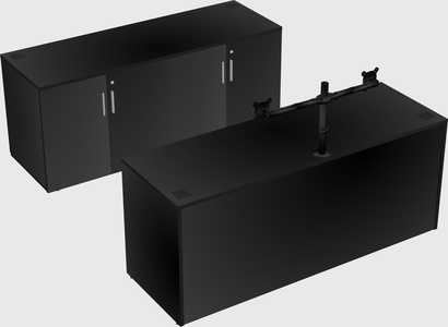 Parallel desk with credenza