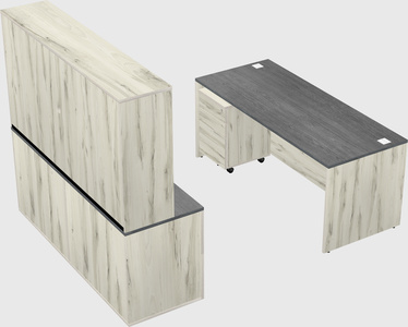 Parallel desk with credenza