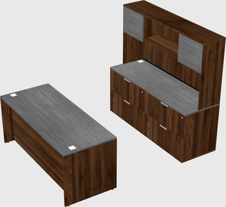 Parallel desk with credenza