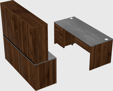 Parallel desk with credenza