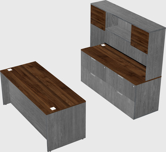 Parallel desk with credenza
