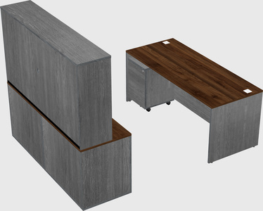 Parallel desk with credenza